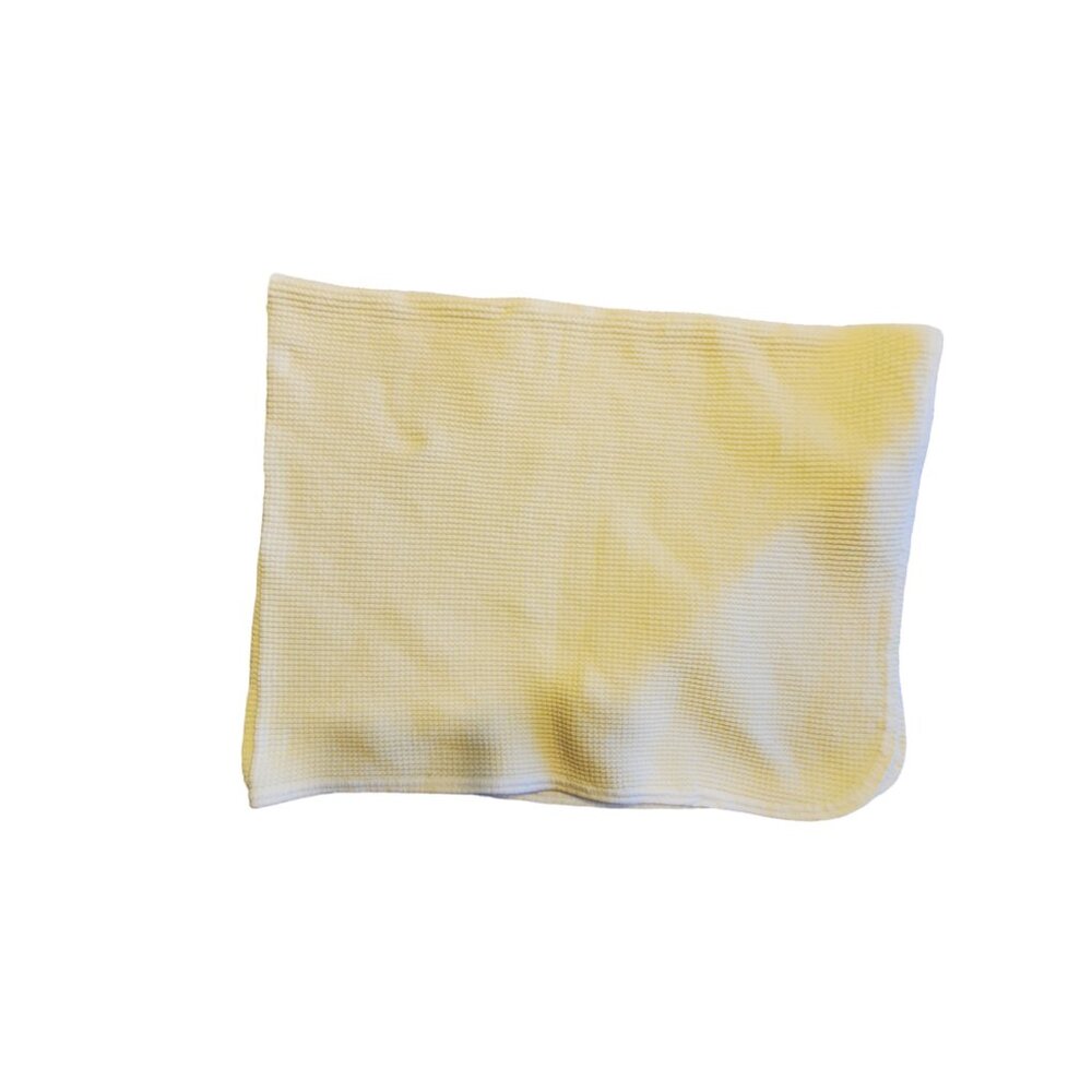 Carters vintage baby blanket pale yellow thermal USA 25x33